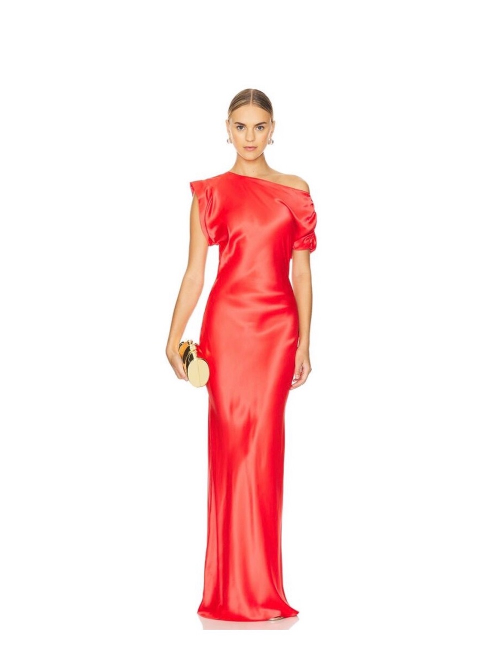 Amanda Uprichard Red One-Shoulder 100% Silk Gown